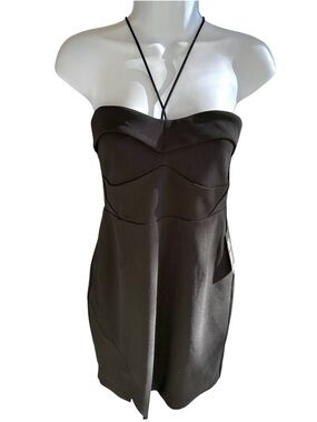 Black Cocktail Dress with Halter Tie Detail
